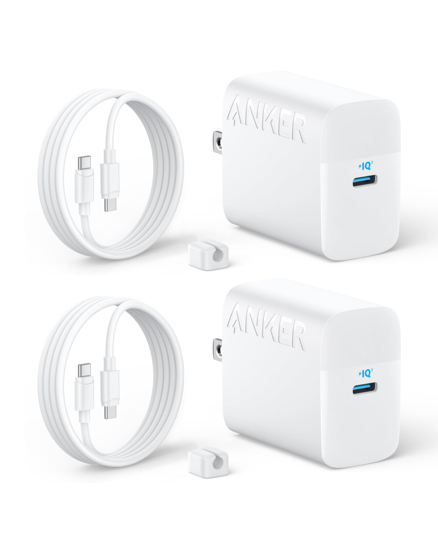 Anker 45W USB C Charger Block, 2-Pack Type C Charger Fast Charging | Phone Charger Includes 5ft USB-C Cable,For iPhone 17/16 Series,iPad, Galaxy S24 Ultra and More