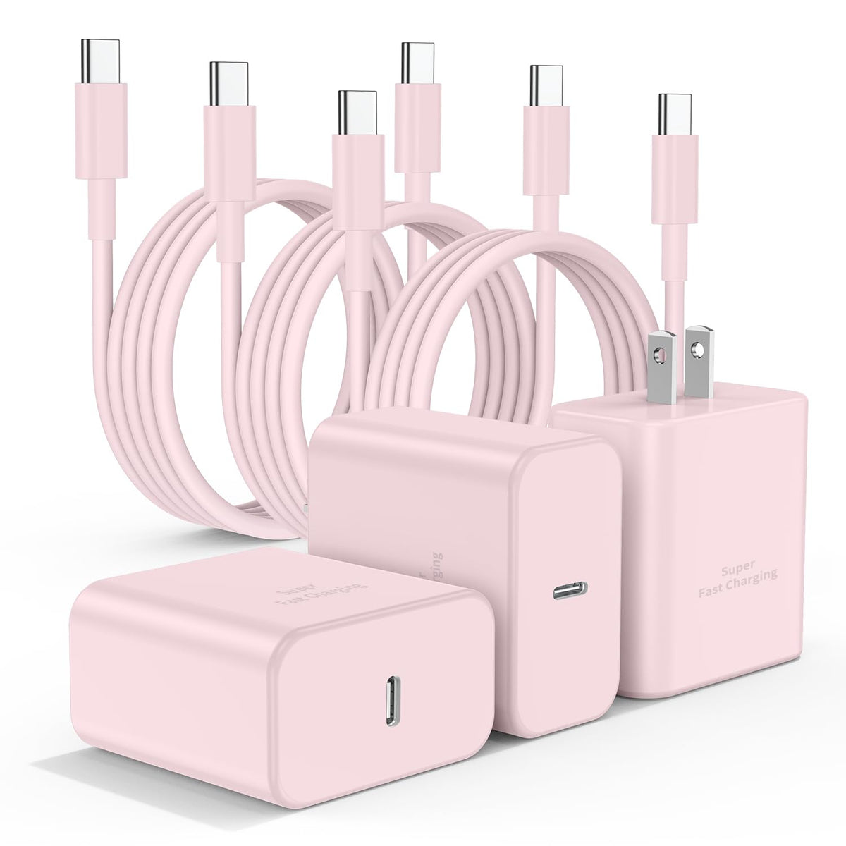 Type C Charger Fast Charging,4Pack 25W Super USB C Fast Charger Block | with 6ft+10ft USB-C Cables ×2 for Samsung Galaxy S26 S25 S24 S23 S22 S21 Plus/Ultra, for iPhone 17 16 15,Android Phones,Black