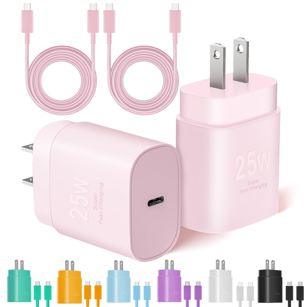 Type C Charger Fast Charging, 2Pack [10FT&6FT] Long USB C Cable with 25W Phone Super Fast Charger Block Compatible with Galaxy S25/S24/Plus/Ultra,iPhone 15/16/17/Air/Plus/Pro Max