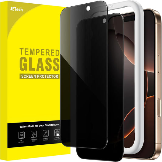 JETech Privacy Screen Protector for iPhone 16 Pro Max, 2-Pack | Anti-Spy Privacy Protection, Tempered Glass, Easy Installation Tool, Anti-Scratch Design