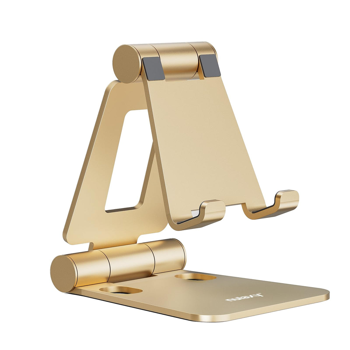 Nulaxy Full Aluminum Dual Folding Cell Phone Stand for Desk, Purple | Height Angle Adjustable, Portable, Anti-Slip Base, Fits 18mm Thick Case Smartphone, Nintendo Switch Desk Essential Accessory
