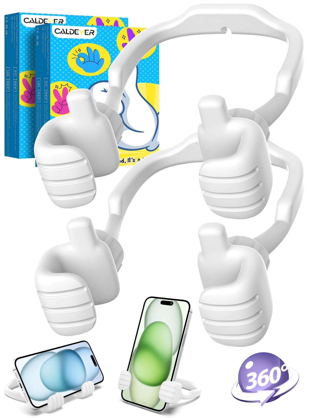 Stocking Stuffers for Teens Boys Girls 2 Pack Cell Phone Stand Adjustable | Thumbs Up Lazy Phone Holder for Desk, Gifts for Christmas, for Adults Men Women Kids Husband Wife, Cool Gadget, Fun Gift