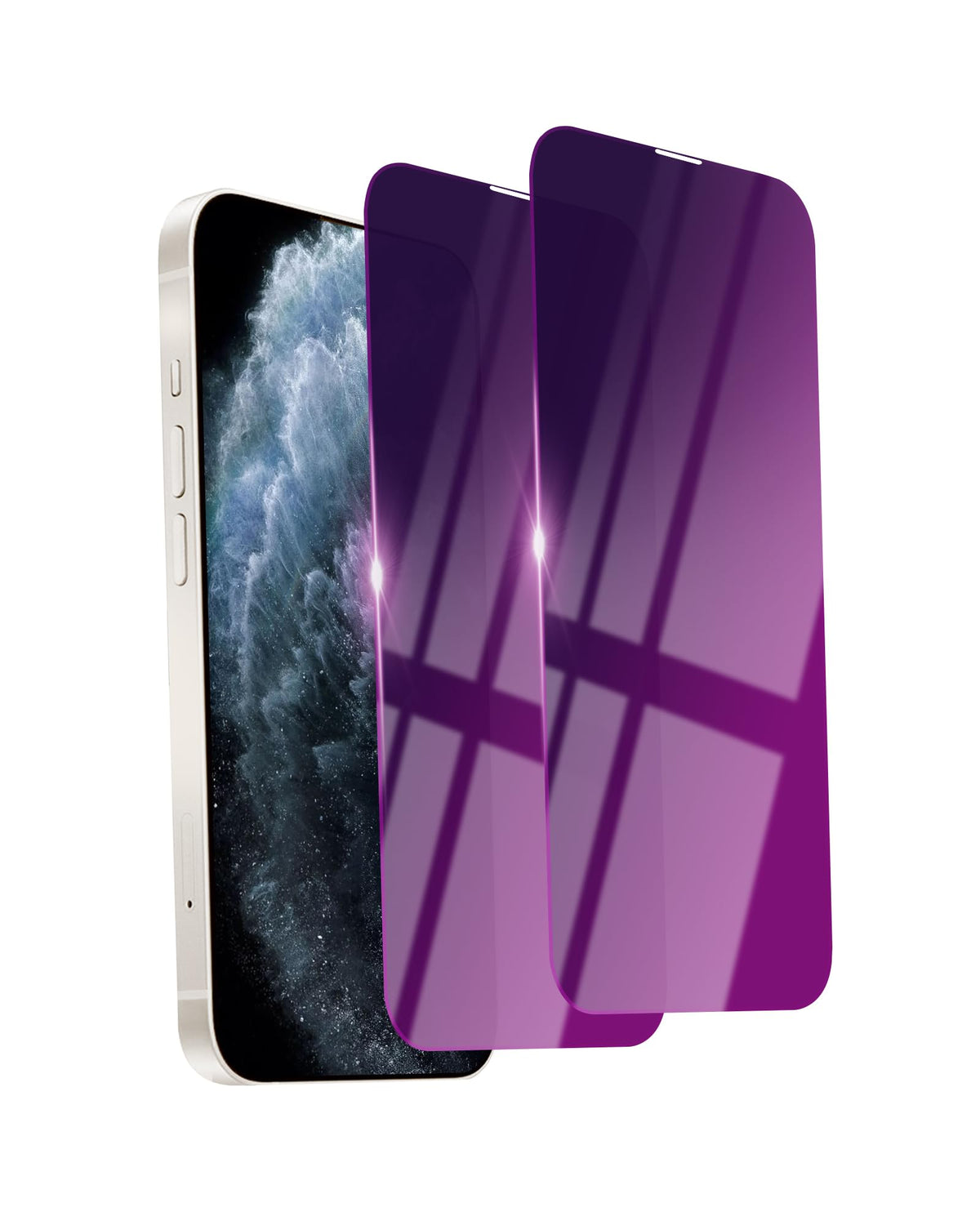 2 Pack Privacy Screen Protector for iPhone 14/13 Pro/13 Tempered Glass 6.1inch Private Saver Purple Anti-Spy Anti-Blue Light Anti-Scratch Full Coverage
