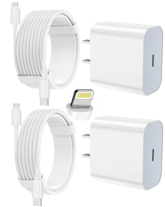 iPhone Charger Fast Charging, USB C Charger Block, 6FT/10FT Lightning Cable | For Apple iPhone 14/13/12/11 Series, 2-Pack 6FT/10FT Long USB C to Lightning Cables, AirPods with Lightning Charging Case
