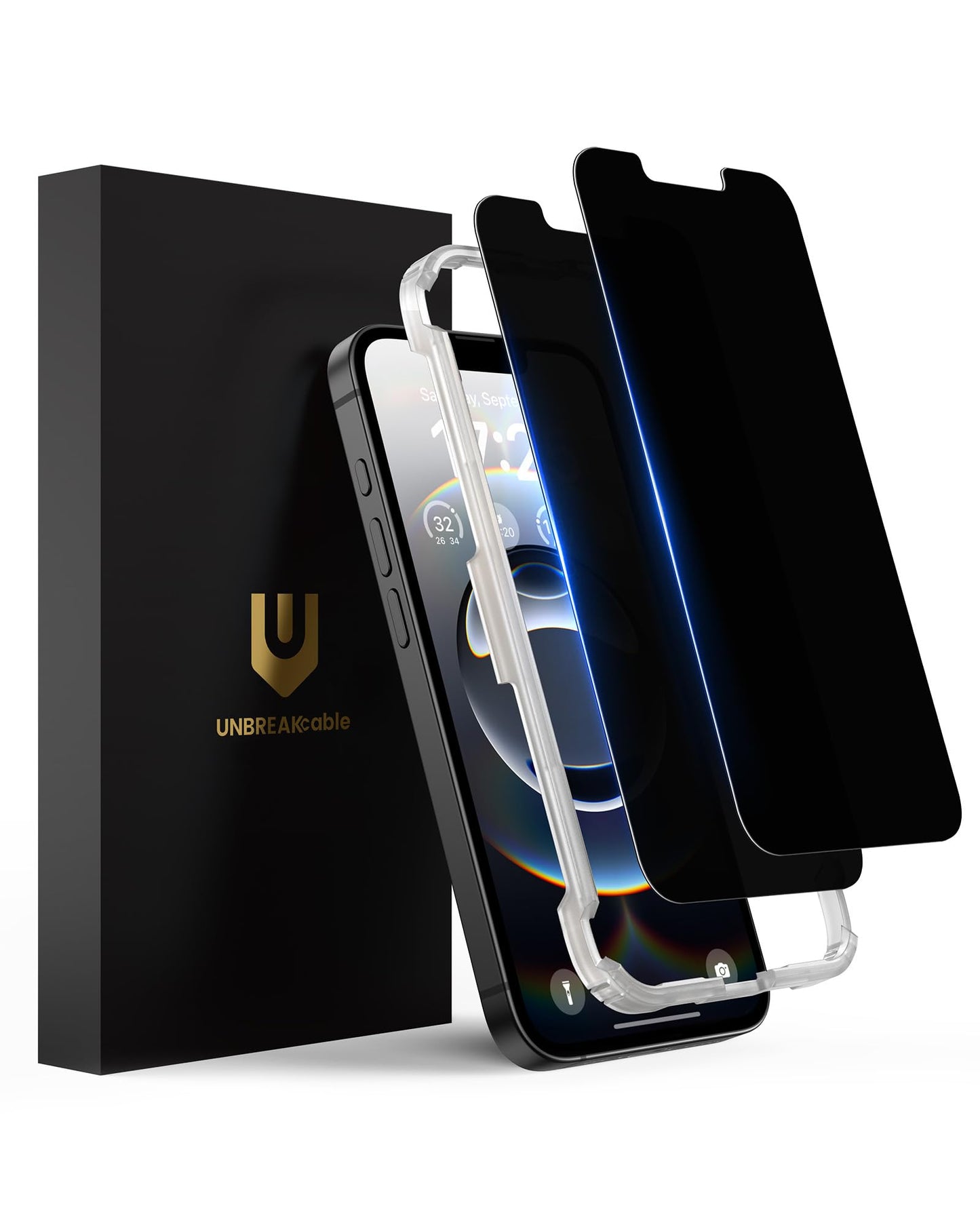 UNBREAKcable Privacy Screen Protector for iPhone 15, 2-Pack | True 28° Anti-Spy, Shatterproof Tempered Glass, 9H Hardness, Easy Install, Bubble-Free, Anti-Scratch, Case Friendly
