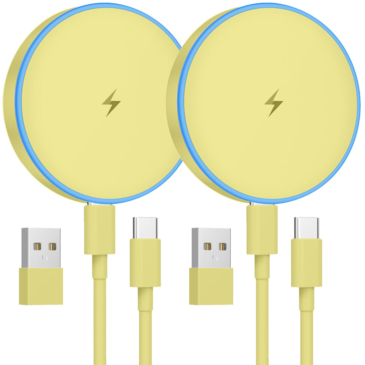 MagSafe Charger 2 Pack Magnetic Wireless Charger Fast Charging Pad | Two USB-C cables and two USB-A adapters, compatible with iPhone 17/16/15/14/13/12 Series and AirPods 4/3/2/Pro