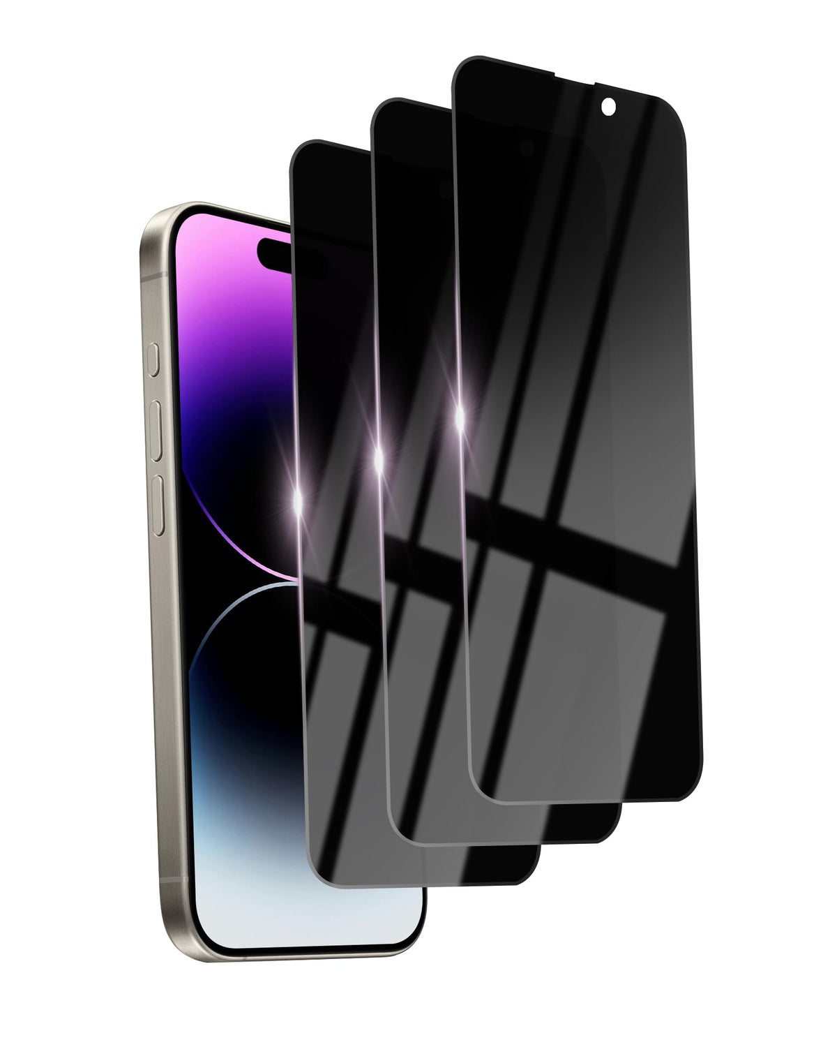 2 Pack Privacy Screen Protector for iPhone 14/13 Pro/13 Tempered Glass 6.1inch Private Saver Purple Anti-Spy Anti-Blue Light Anti-Scratch Full Coverage