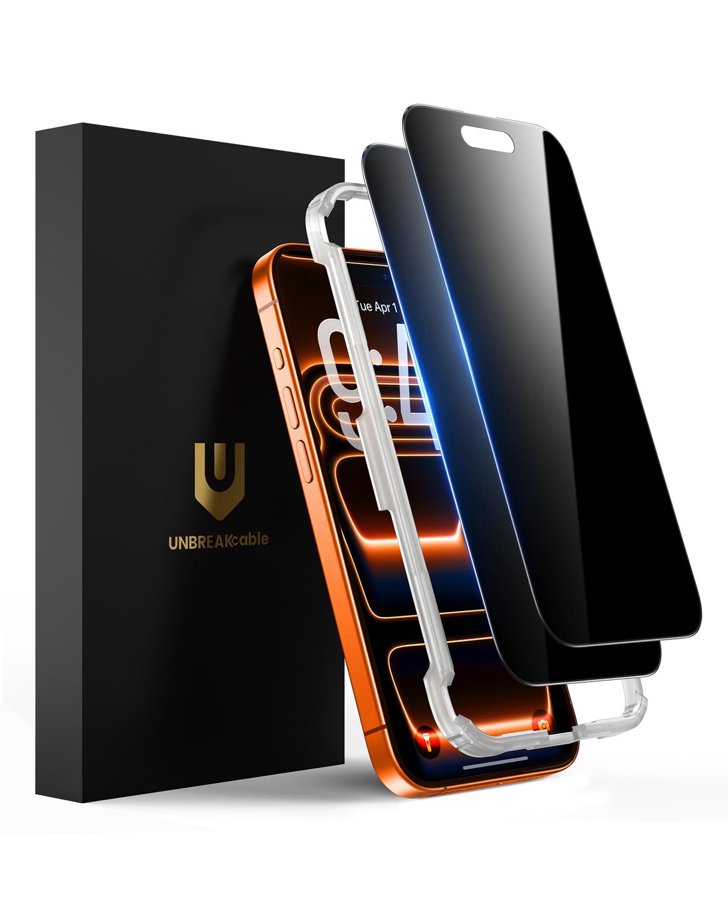 UNBREAKcable Privacy Screen Protector for iPhone 15, 2-Pack | True 28° Anti-Spy, Shatterproof Tempered Glass, 9H Hardness, Easy Install, Bubble-Free, Anti-Scratch, Case Friendly