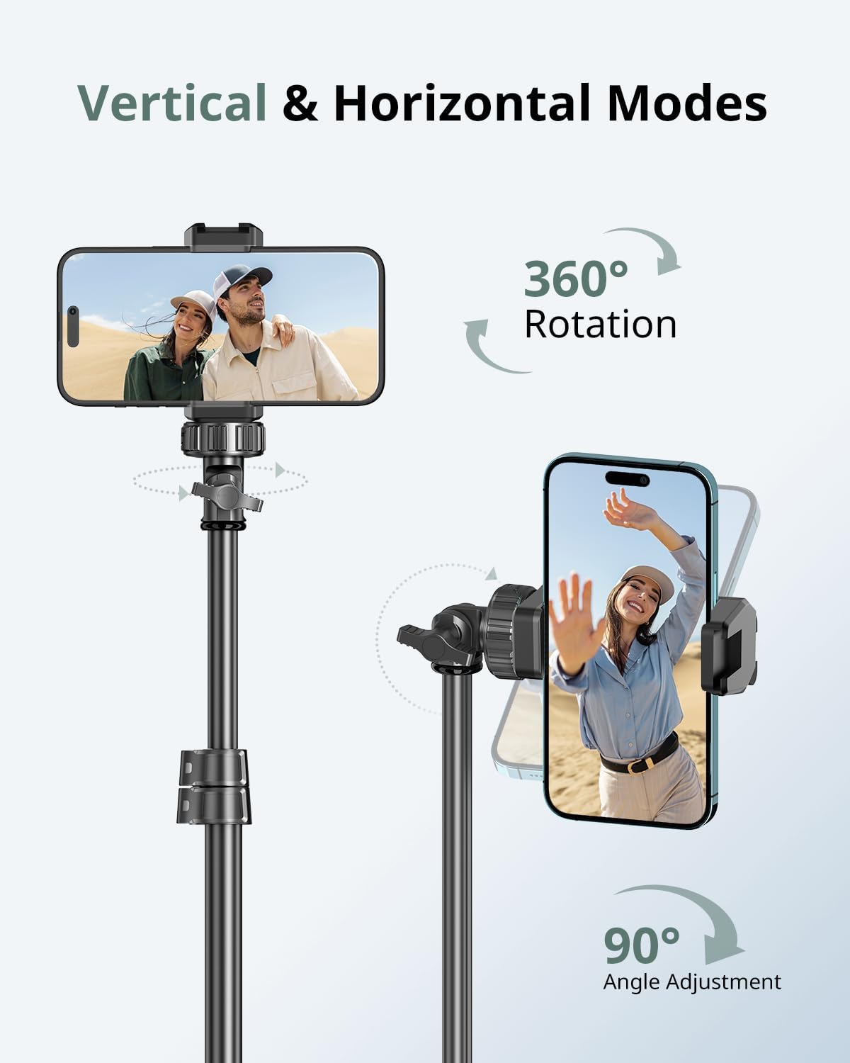 SENSYNE 62" Phone Tripod for iPhone, Extendable Selfie Stick Tripod Stand with Wireless Remote and Phone Holder, Cell Phone Tripod for Video Recording, Compatible with iPhone Android