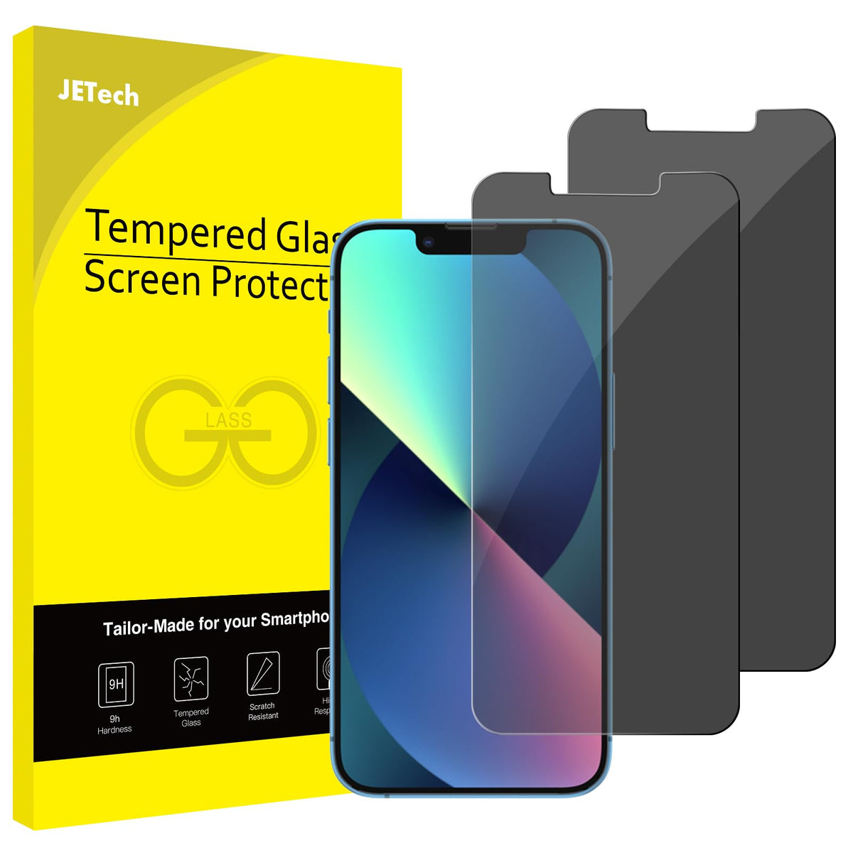 JETech Privacy Screen Protector for iPhone 11/XR, 2-Pack | Anti-Spy Privacy Protection, Tempered Glass, Face ID Compatible