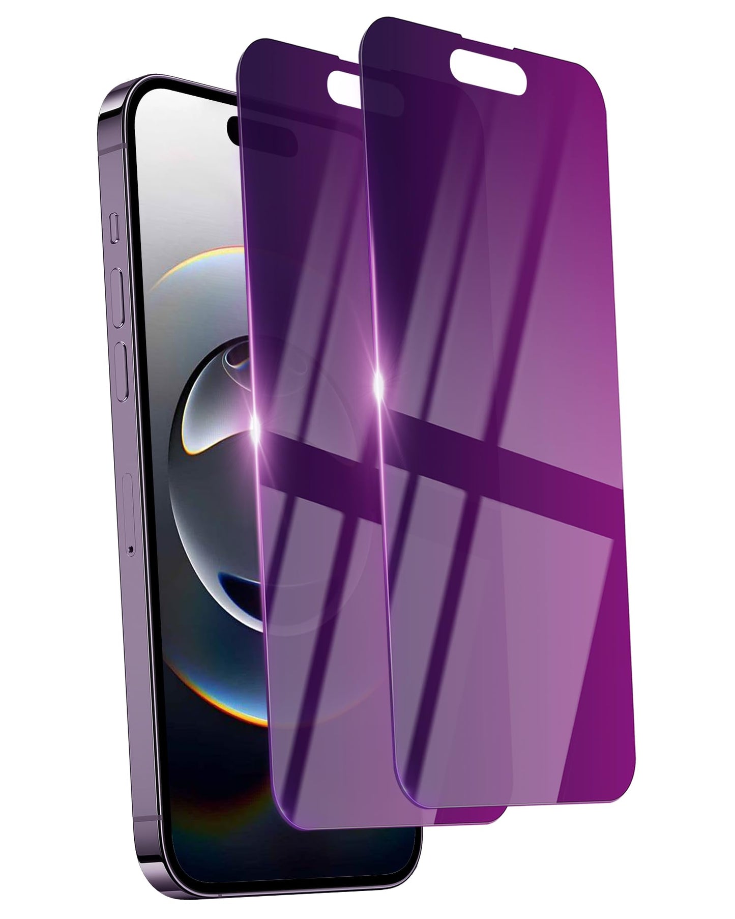 2 Pack Privacy Screen Protector for iPhone 14/13 Pro/13 Tempered Glass 6.1inch Private Saver Purple Anti-Spy Anti-Blue Light Anti-Scratch Full Coverage