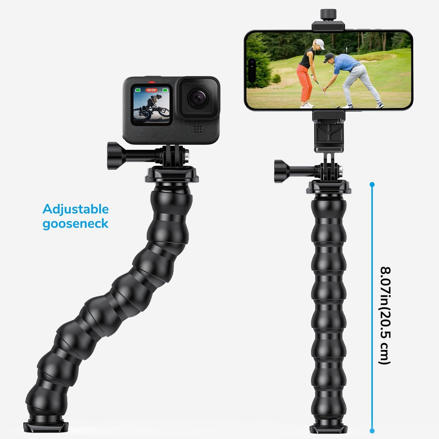 Phone Holder Clamp Gooseneck Mount Cell Phone Desk Clip for iPhone | Mobile Table Pole Stand Mount, for iPhone 17 16 15 14 Pro Max Plus 13 12 11 SE XS XR X 8 Samsung GoPro, Other 4-7'' Devices