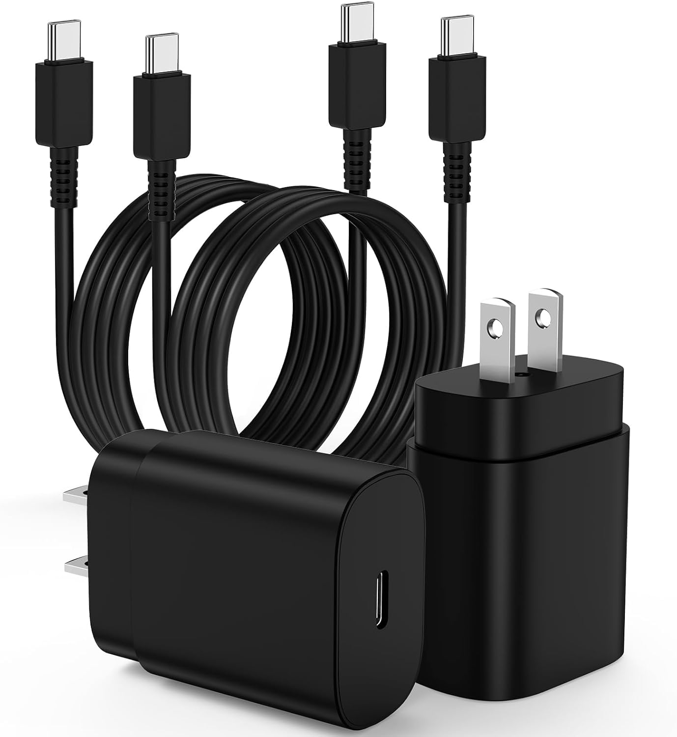 Type C Charger Fast Charging,4Pack 25W Super USB C Fast Charger Block | with 6ft+10ft USB-C Cables ×2 for Samsung Galaxy S26 S25 S24 S23 S22 S21 Plus/Ultra, for iPhone 17 16 15,Android Phones,Black