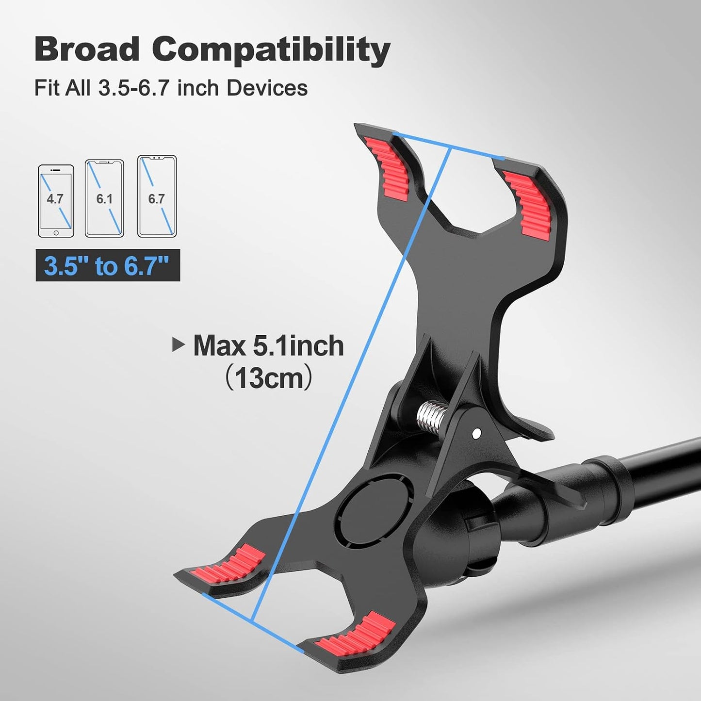 Gooseneck Cell Phone Holder, Universal 360 Flexible Phone Stand Lazy Bracket Mount Long Arms Clamp for Phone 13 Pro Xs Max XR X 8 7 6 6s Plus and Other 3.5~6.7'' Device (Black)