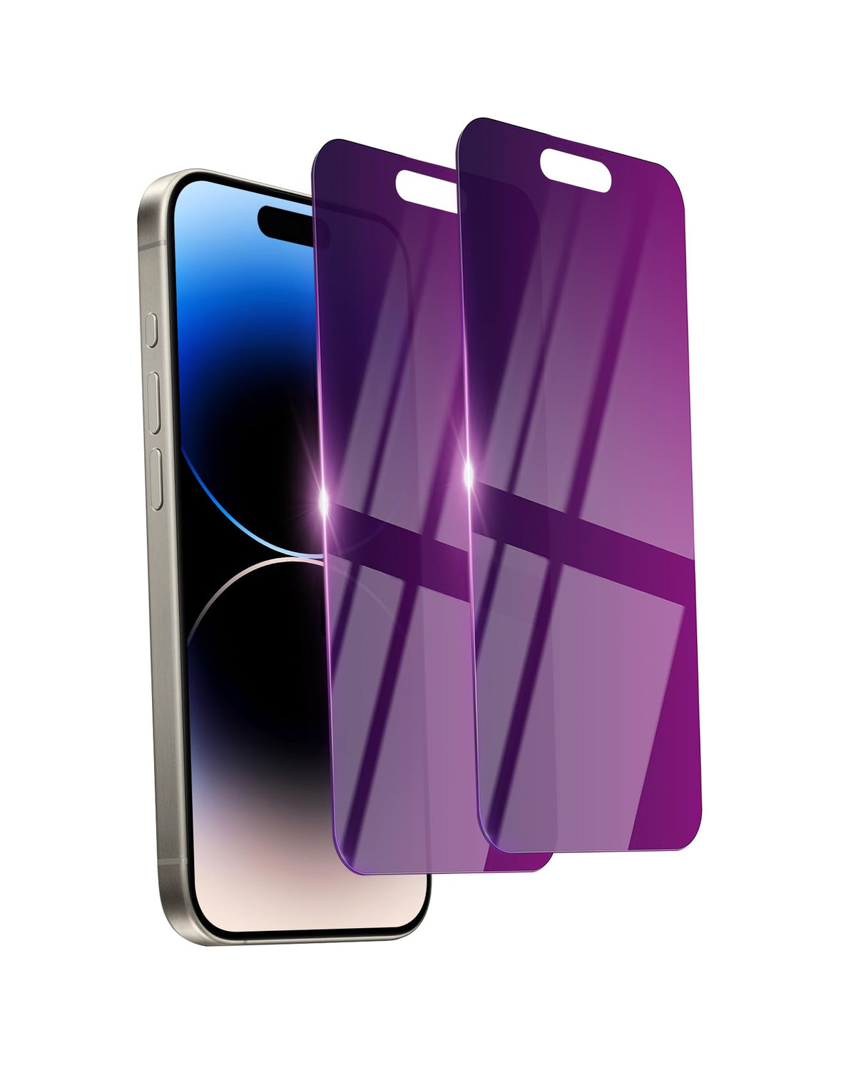 2 Pack Privacy Screen Protector for iPhone 14/13 Pro/13 Tempered Glass 6.1inch Private Saver Purple Anti-Spy Anti-Blue Light Anti-Scratch Full Coverage