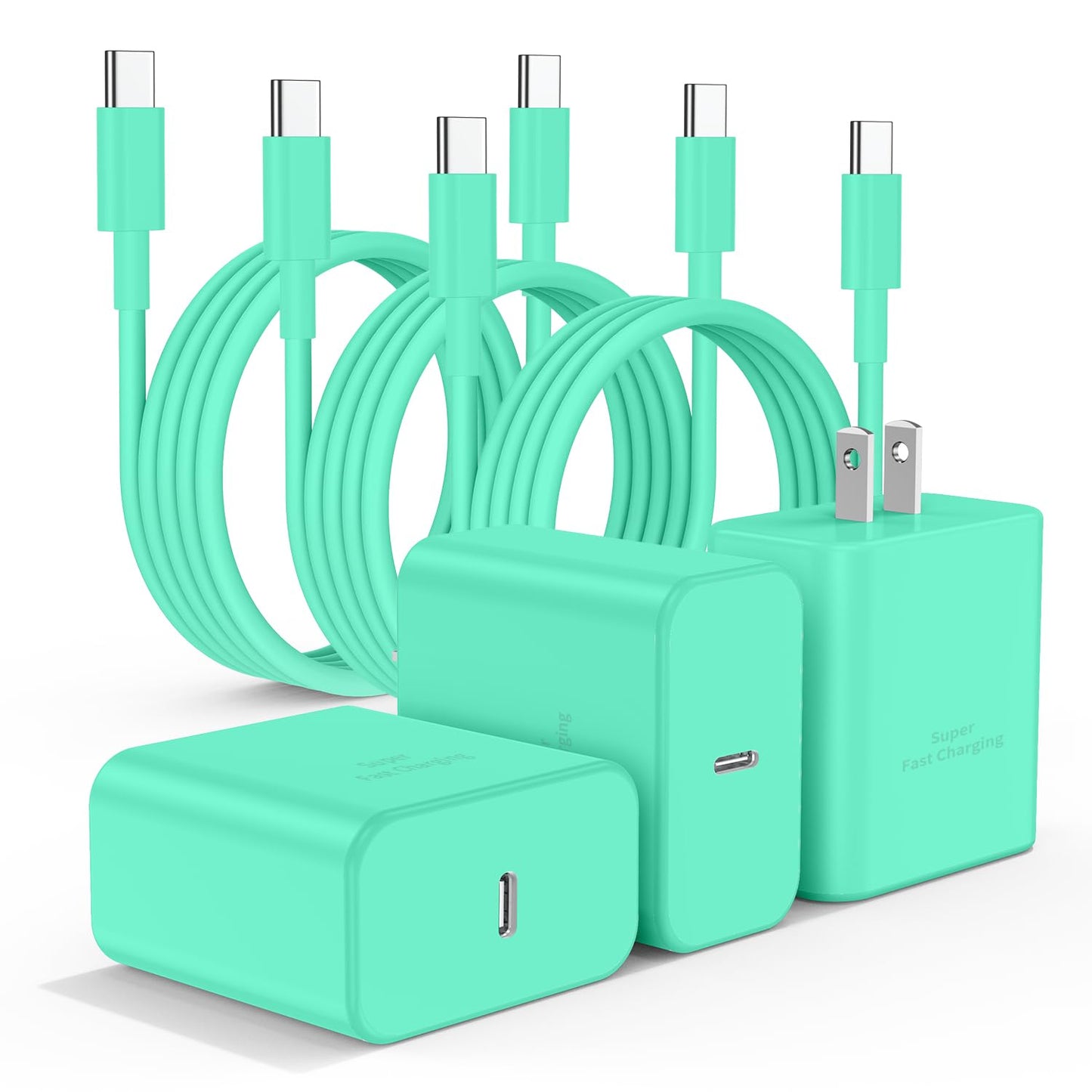 Type C Charger Fast Charging,4Pack 25W Super USB C Fast Charger Block | with 6ft+10ft USB-C Cables ×2 for Samsung Galaxy S26 S25 S24 S23 S22 S21 Plus/Ultra, for iPhone 17 16 15,Android Phones,Black