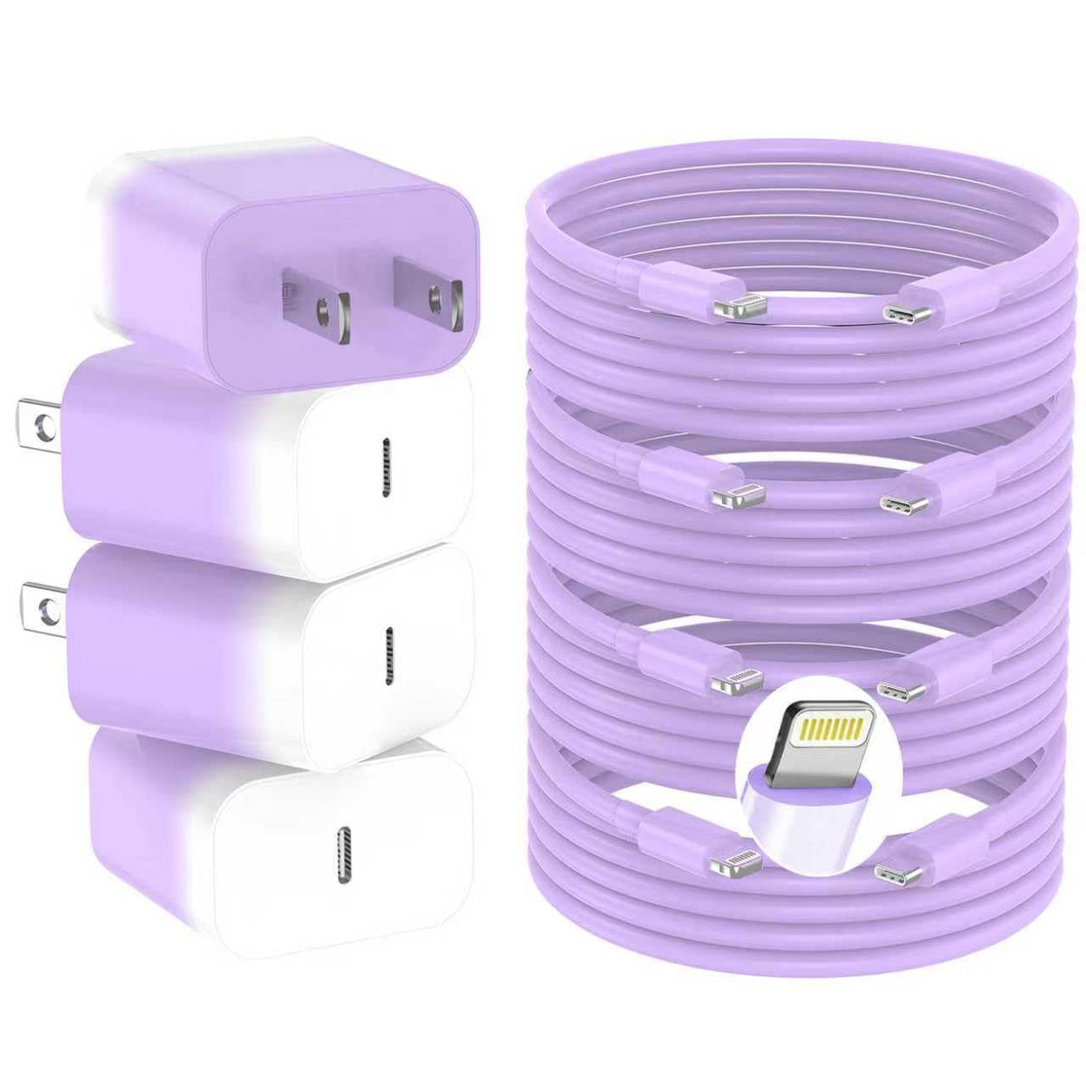 GREPHONE iPhone Charger Fast Charging,20W PD USB C Wall Charger 4 Pack with 6FT Fast Charging Cable - Fast Charger for iPhone 14/14 Pro Max/13/13 Pro/12/12 Pro/11/11 Pro/XS, iPad