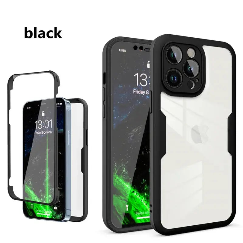 360 Full Body Double-Side Screen Protector Case, Shockproof Smartphone Accessory for iPhone 17 Air/17/16E/16/15/14/13/12 Pro Max Plus, Cellphone Handheld Device Cover