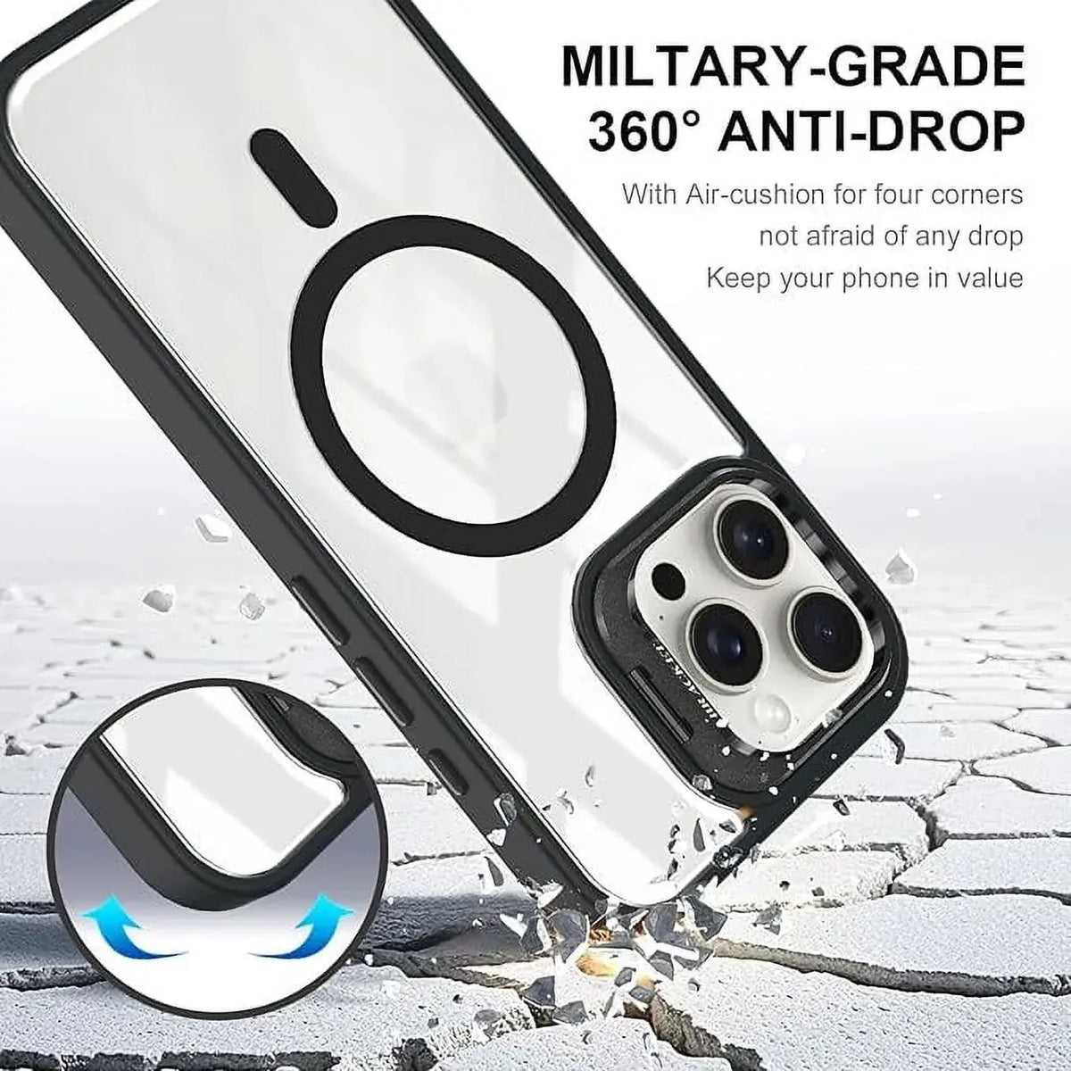 Shockproof Kickstand Heavy Duty Clear Case For Apple iPhone 17 17e Air 16 16e 15 14 Plus 13 Pro 12 11 Pro Max Compatible With MagSafe Cover + Camera Lens Protector