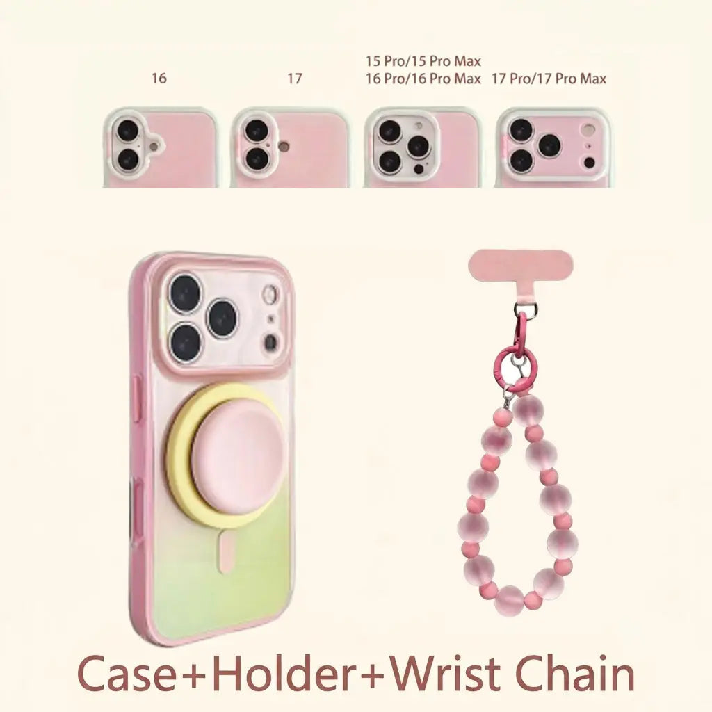 Magnetic 2-in-1 double-layer gradient full-cover AI button case, suitable for iPhone 17/16/15 Pro Max, iPhone 16, iPhone 15 hard case