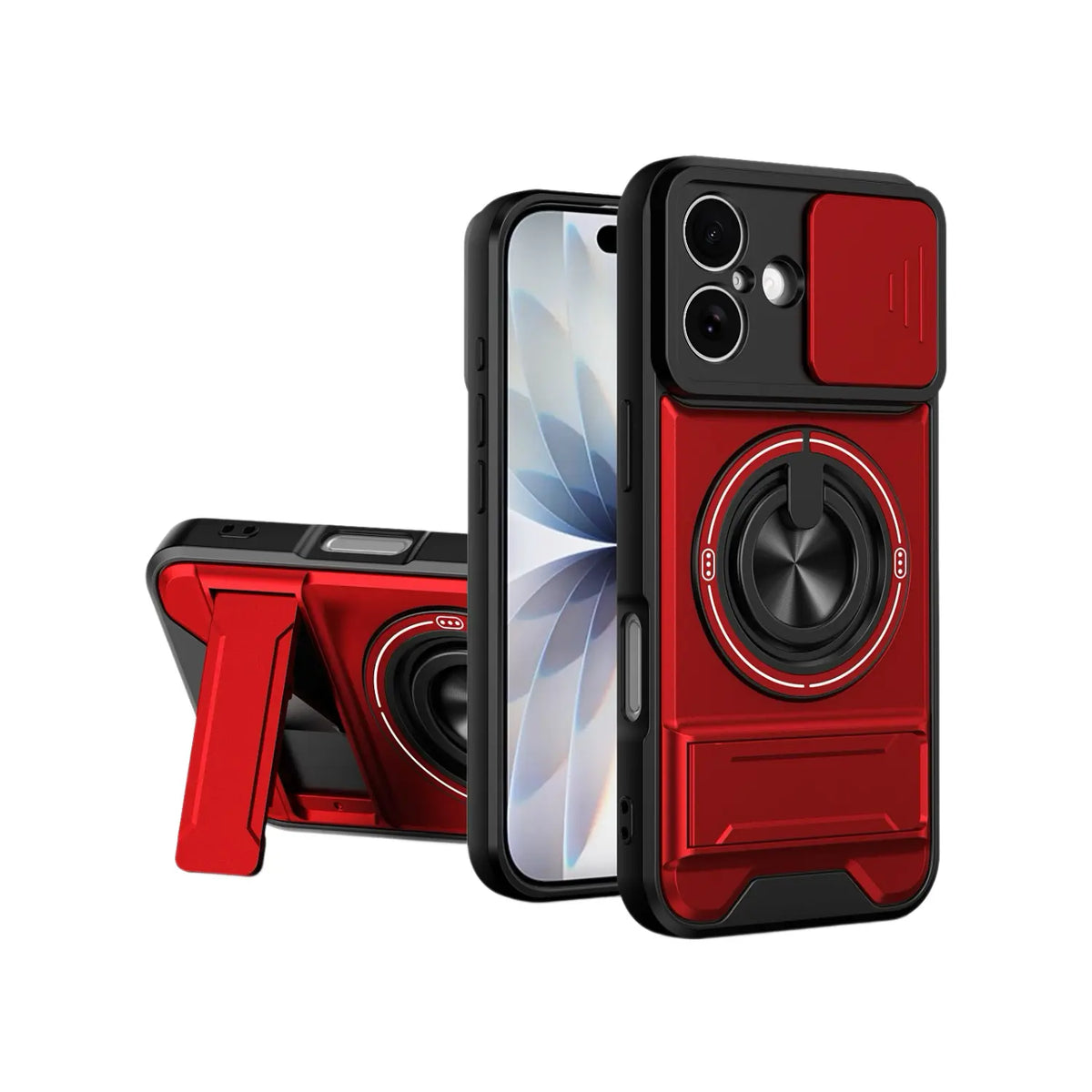New Mecha Push Window Phone Case, Ring Military Grade Shockproof Cover For iPhone 17/16/15/11 Pro Max & Samsung S26ULTRA S26PLUS S26 S25 S24 S23 S22 21 20