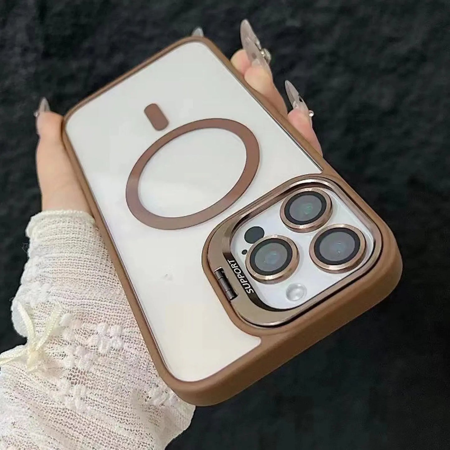 Luxury Magnetic Shockproof Phone Case For iPhone 17 Pro Max 16 15 14 13 12 11 Magsafe Funda Stand Glass Lens Protector Cover