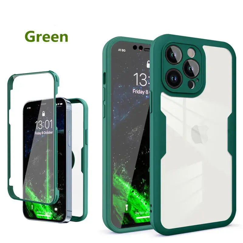360 Full Body Double-Side Screen Protector Case, Shockproof Smartphone Accessory for iPhone 17 Air/17/16E/16/15/14/13/12 Pro Max Plus, Cellphone Handheld Device Cover