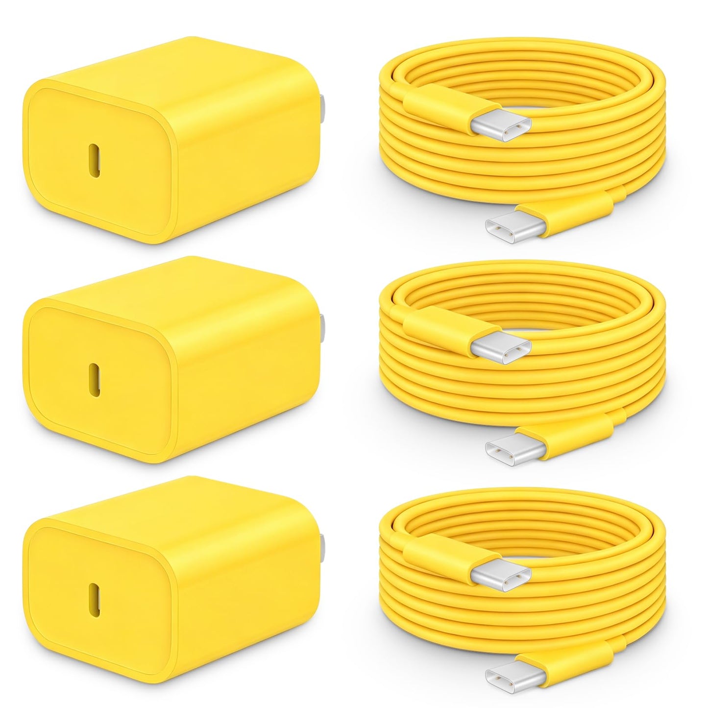 20W Fast Charger for iPhone 17/16/15 with 6FT Cable [3-Pack] | USB-C Wall Charger & C-to-C Cable, Compatible with iPhone 17/16/15 Series, USB-C iPad Pro/Air/Mini & More