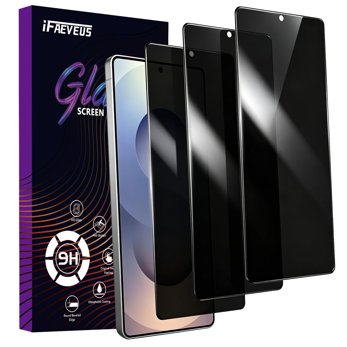 2 Pack Privacy Screen Protector for iPhone 14/13 Pro/13 Tempered Glass 6.1inch Private Saver Purple Anti-Spy Anti-Blue Light Anti-Scratch Full Coverage