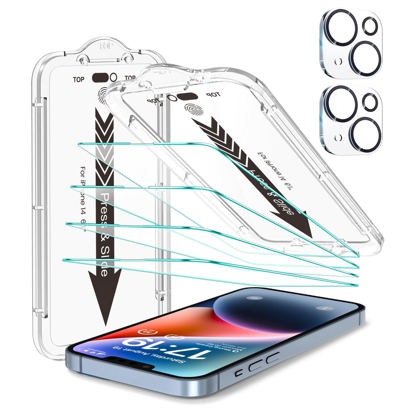 EZ-GLAZ-4+2 Pack for iPhone 15 Screen Protector (6.1") HD Clear | 2-Pack Lens Protectors, Alignment Kit, Easy Installation, Case-Friendly, 9H+ Tempered Glass, Scratch Resistant, Ultra Clear
