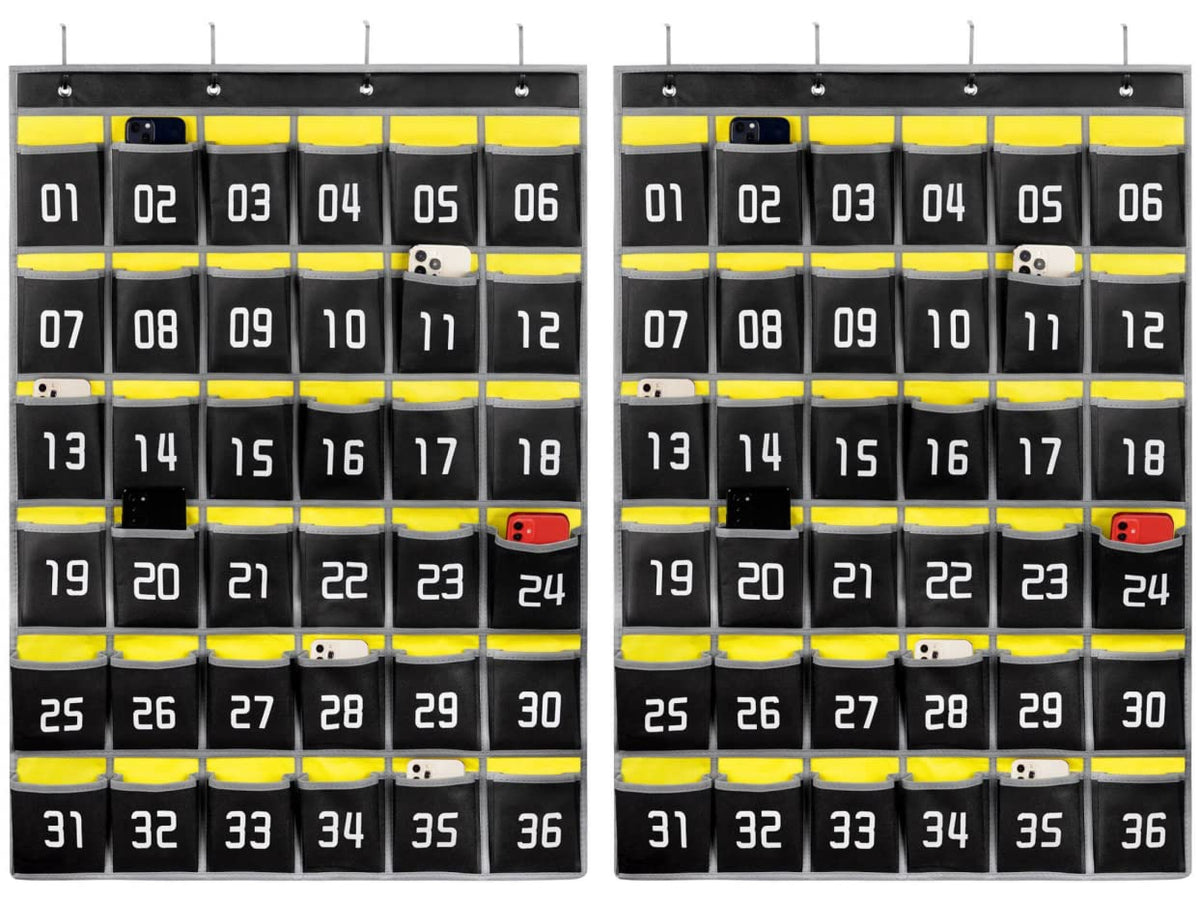 Loghot 36 Numbered Pockets Classroom Pocket Chart for Cell Phone Holder | Wall Door Hanging Pocket Organizer for Phone Calculator Holder, Phone Pouch for School Classroom & Office Phone Management