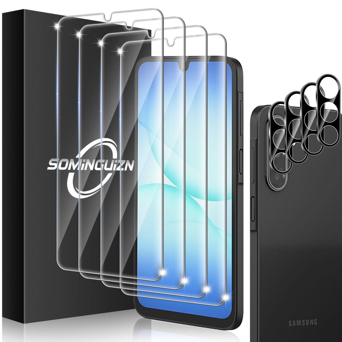 3+3 for Samsung Galaxy A26 5G Privacy Screen Protector Camera Protector | 9H Tempered Glass Cell Phone Protector Camera Lens Protector