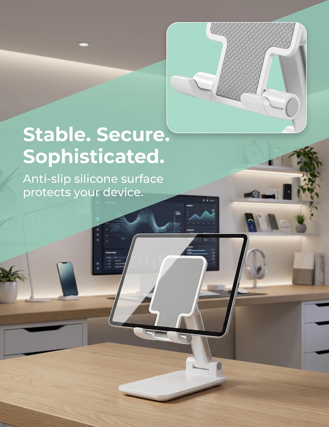 Phone Stand for Desk Cell Phone Holder Stands for iPhones | Mini, Cute, Portable, Fully Foldable, Under 8" Devices, All Smart phones, Office Accessories
