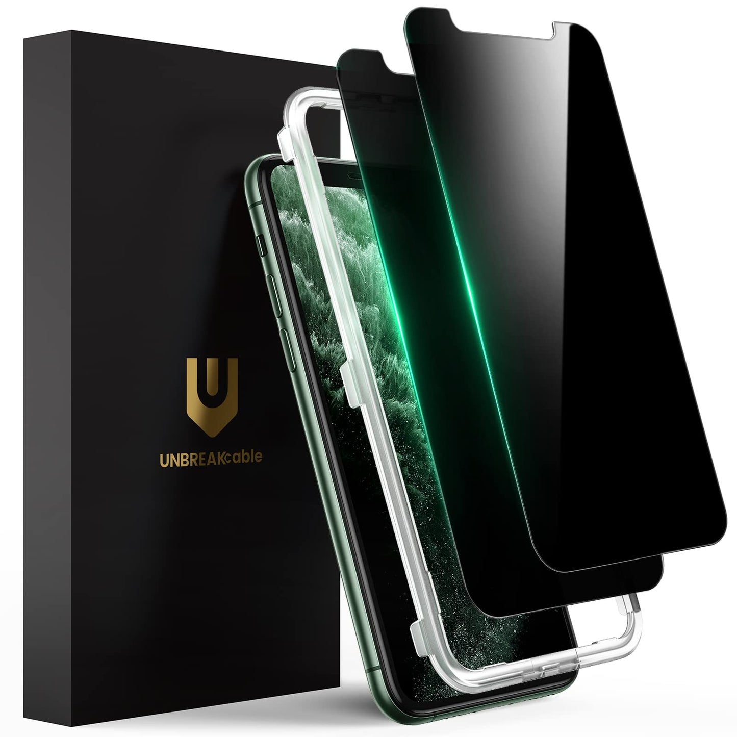 UNBREAKcable Privacy Screen Protector for iPhone 15, 2-Pack | True 28° Anti-Spy, Shatterproof Tempered Glass, 9H Hardness, Easy Install, Bubble-Free, Anti-Scratch, Case Friendly