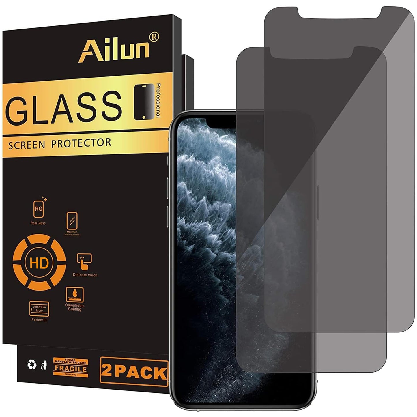 Ailun Privacy Screen Protector for iPhone 16 Plus / 15 Plus / 15 Pro Max | 3 Pack, 6.7 Inch,Tempered Glass, Anti Spy, Private