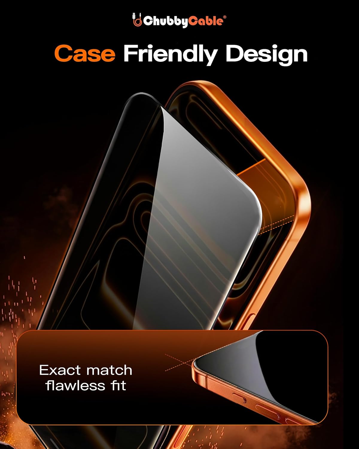 chubbycable 360 Privacy Screen Protector for iPhone 17, 2 Pack | 4-Way Anti-Spy, Tempered Glass Film, Easy Installation Tool, Dust Free, Smooth Touch, Full Coverage, Case Friendly