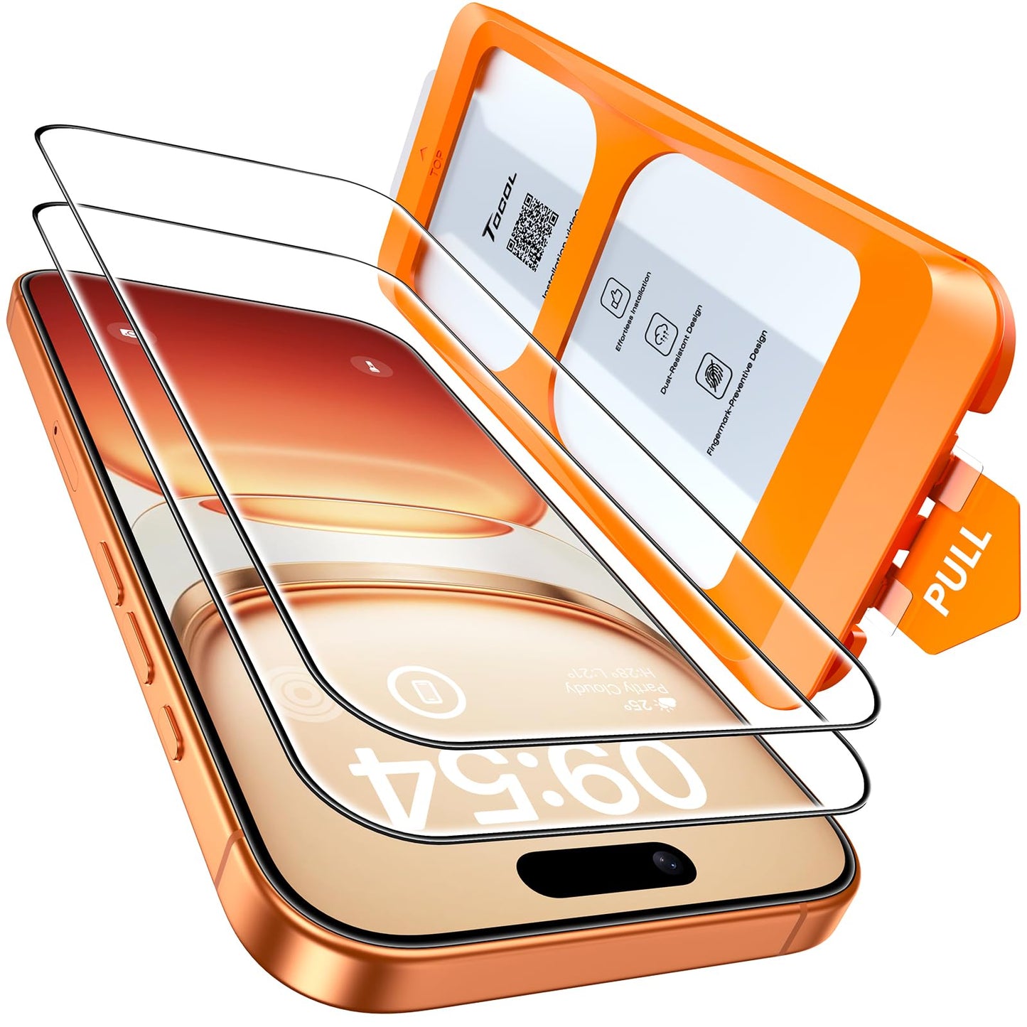 TOCOL for iPhone 17 Pro Max Screen Protector, Clear | Easy Installation Bubble-Free, 9H+ Tempered Glass, 8FT Military Grade Shatterproof, Anti-Scratch, Case Friendly HD 2 Pack