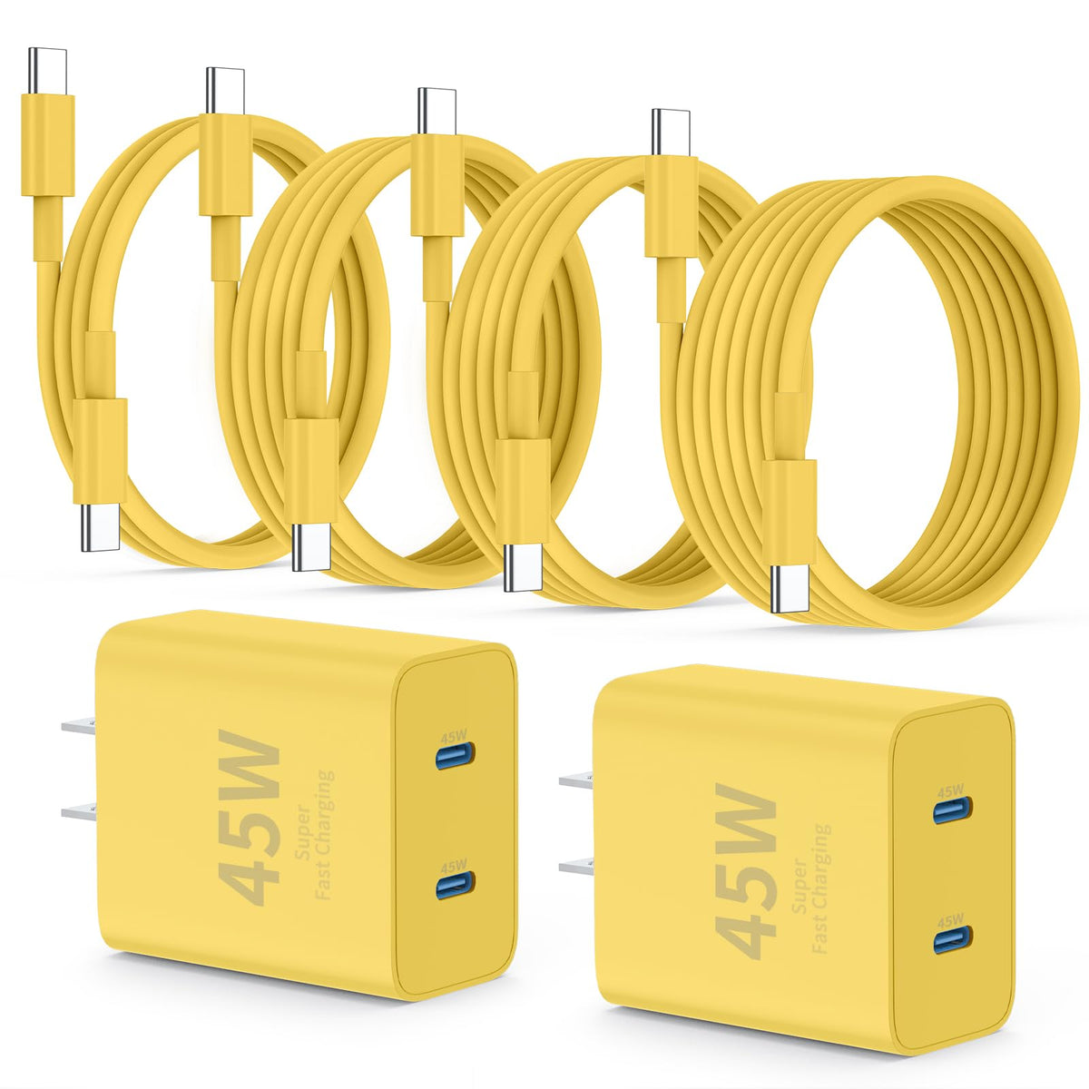QZIIW Super Fast Samsung Charger Type C,45W Dual Port USB C Fast Charger | Extra Long 60W 3/6/10/10FT USB C Cable - [2-Pack]PD Quick Charging 3.0 For Samsung Galaxy S26 S25 Ultra/S24+/S23 iPhone 17 16