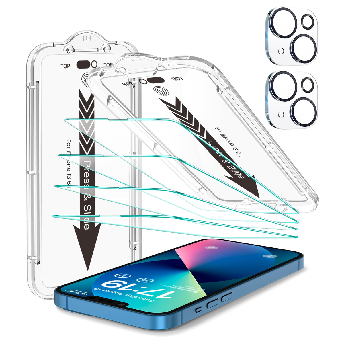 EZ-GLAZ-4+2 Pack for iPhone 15 Screen Protector (6.1") HD Clear | 2-Pack Lens Protectors, Alignment Kit, Easy Installation, Case-Friendly, 9H+ Tempered Glass, Scratch Resistant, Ultra Clear
