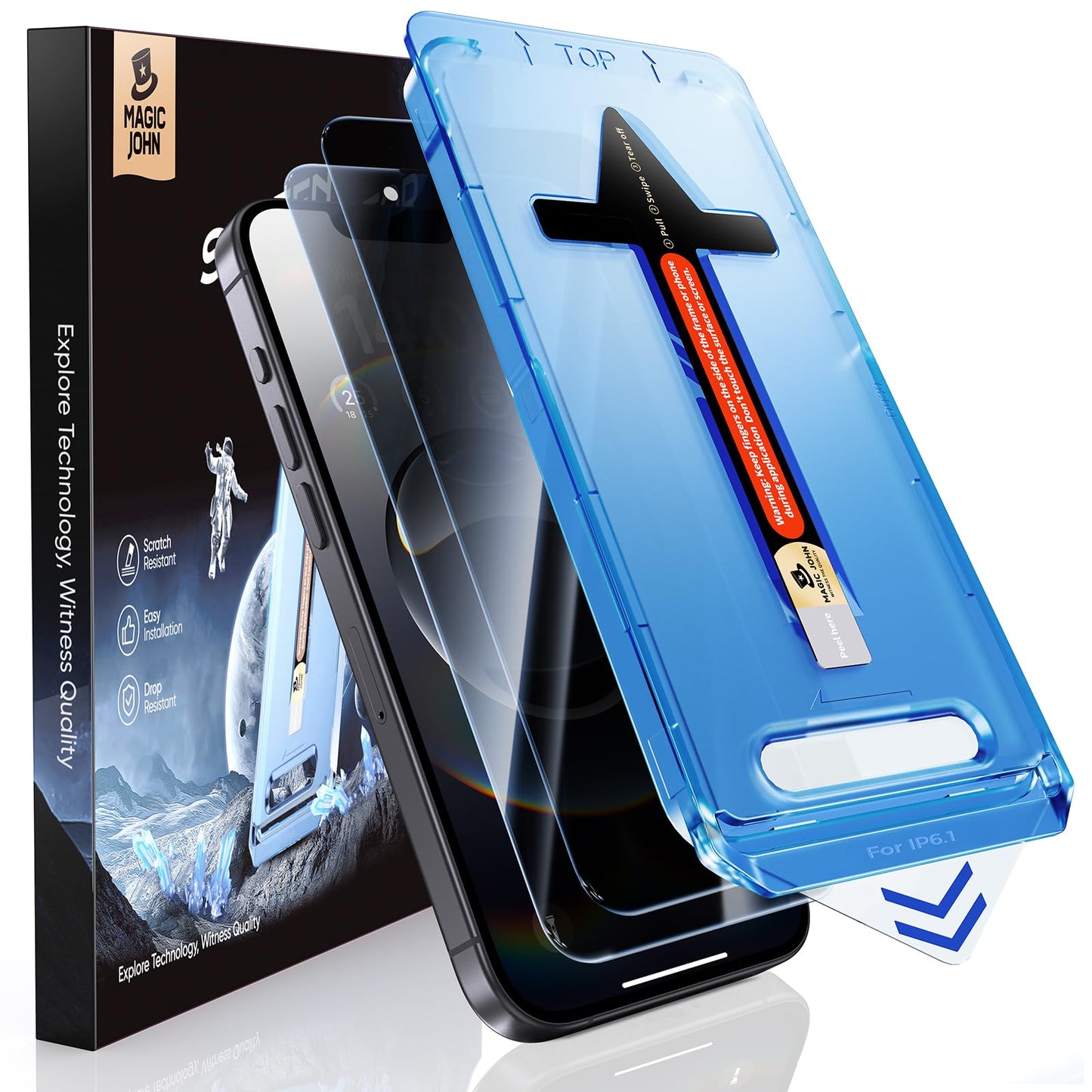 MAGIC JOHN 2 Pack for iPhone 17 Pro Max 6.9 inch Privacy Glass Screen Protector-[Anti-Spy] Auto Dust-Elimination, Bubble Free, Easy Installation, Daily Drop Protection