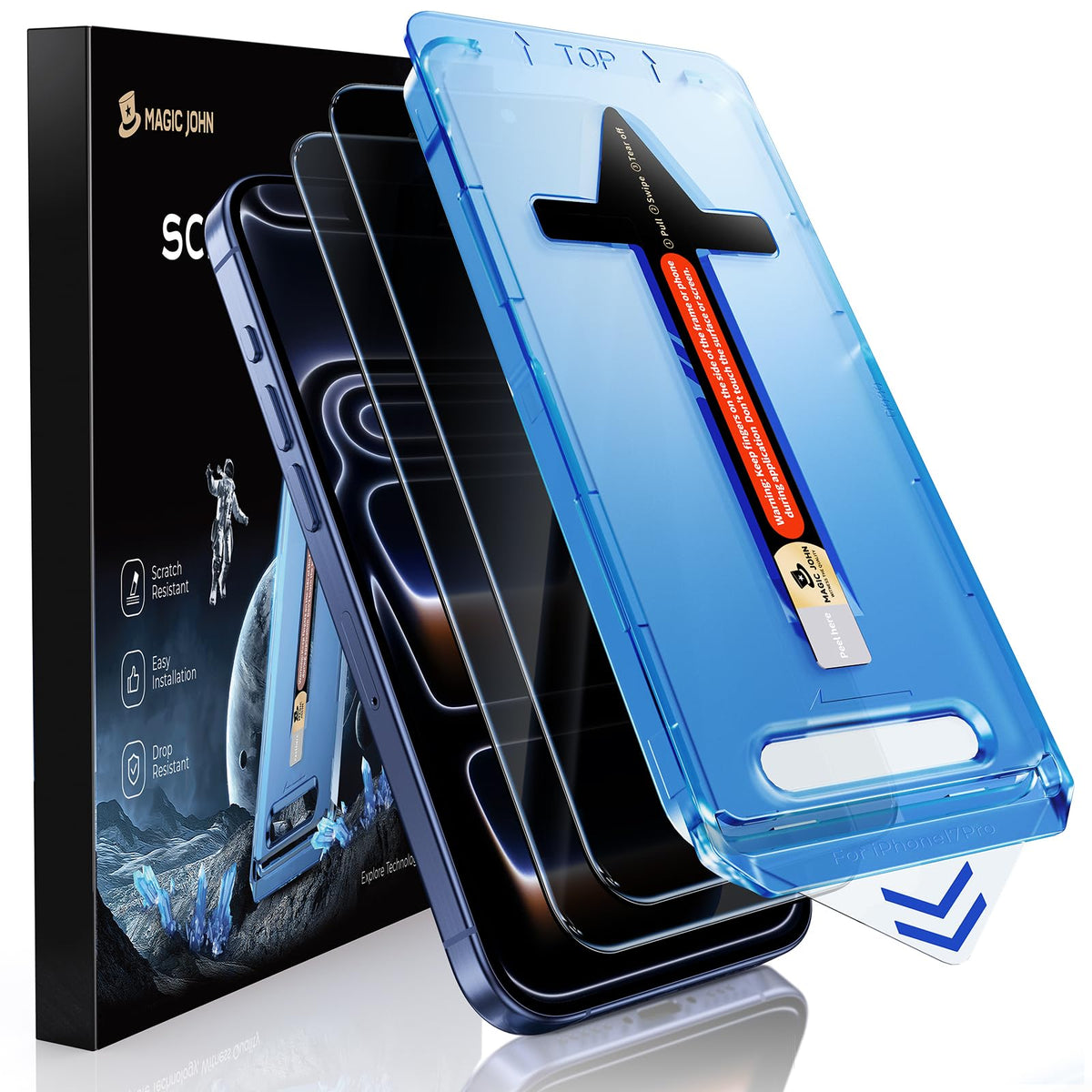 MAGIC JOHN 2 Pack for iPhone 17 Pro Max 6.9 inch Privacy Glass Screen Protector-[Anti-Spy] Auto Dust-Elimination, Bubble Free, Easy Installation, Daily Drop Protection