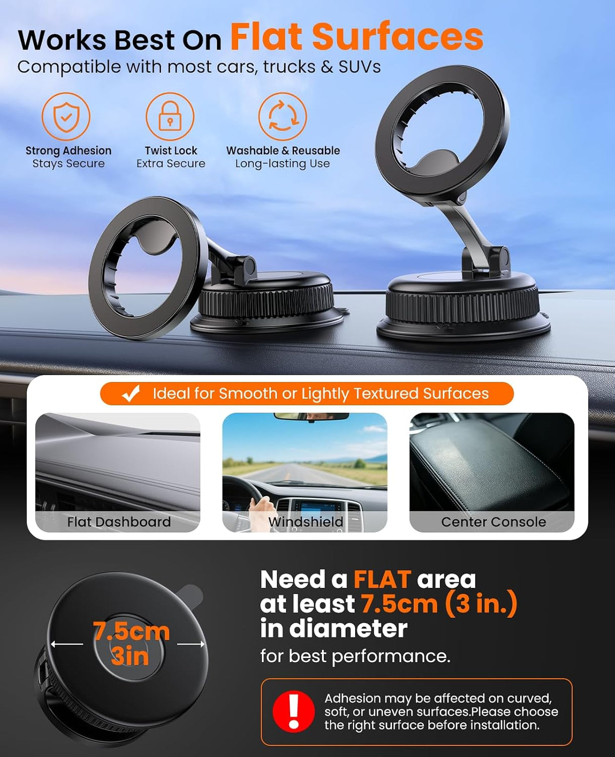 Magnetic Car Phone Holder, for MagSafe Car Mount, Nano Gel Suction Car Phone Mount for Dashboard, Cell Phone Stand for Your Car, 360°Rotatable & Foldable for iPhone 17 16 15 14 13 12 Series