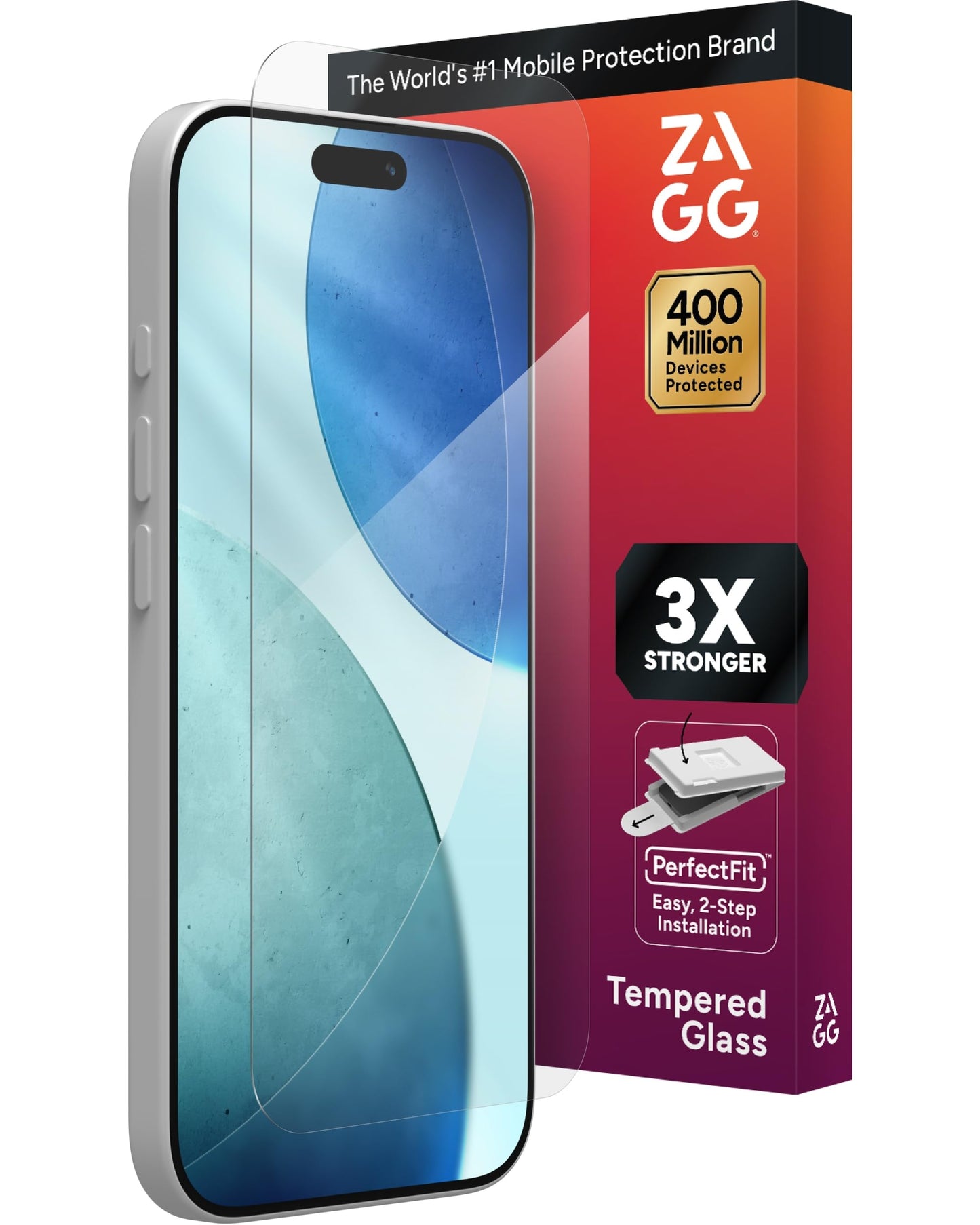 ZAGG Glass+ Screen Protector for iPhone 16/15 – 3X Stronger Tempered Glass with Reinforced Edges, Scratch & Smudge Resistant, InvisibleShield, Easy Installation