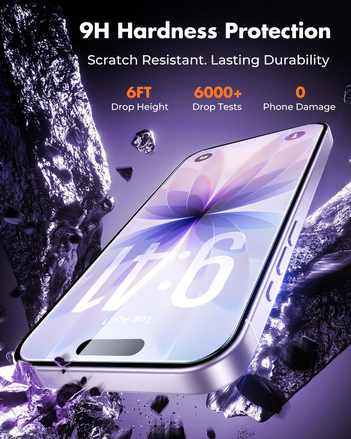 UNBREAKcable 3-Pack Screen Protector for iPhone 17 Tempered Glass | Shatterproof, Easy Install, 9H Hardness, 99.99% HD Clear, Bubble-Free, Anti-Fingerprint, Scratch Resistant, Case Friendly