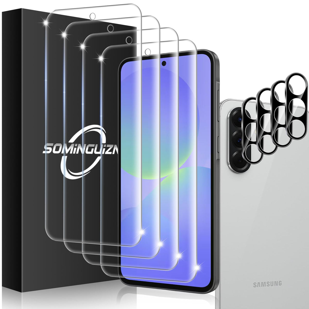 3+3 for Samsung Galaxy A26 5G Privacy Screen Protector Camera Protector | 9H Tempered Glass Cell Phone Protector Camera Lens Protector