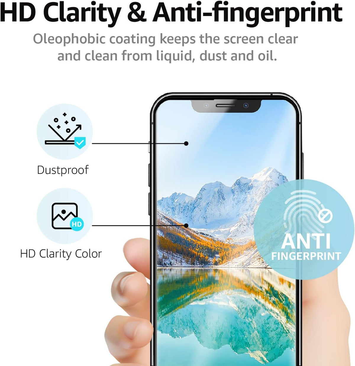 Amazon Basics Bubble Free, Case Friendly Tempered Glass Screen Protector for iPhone XR/11, HD Clear, Anti Scratch, 9H Hardness, 6.1 Inch, 2-Pack