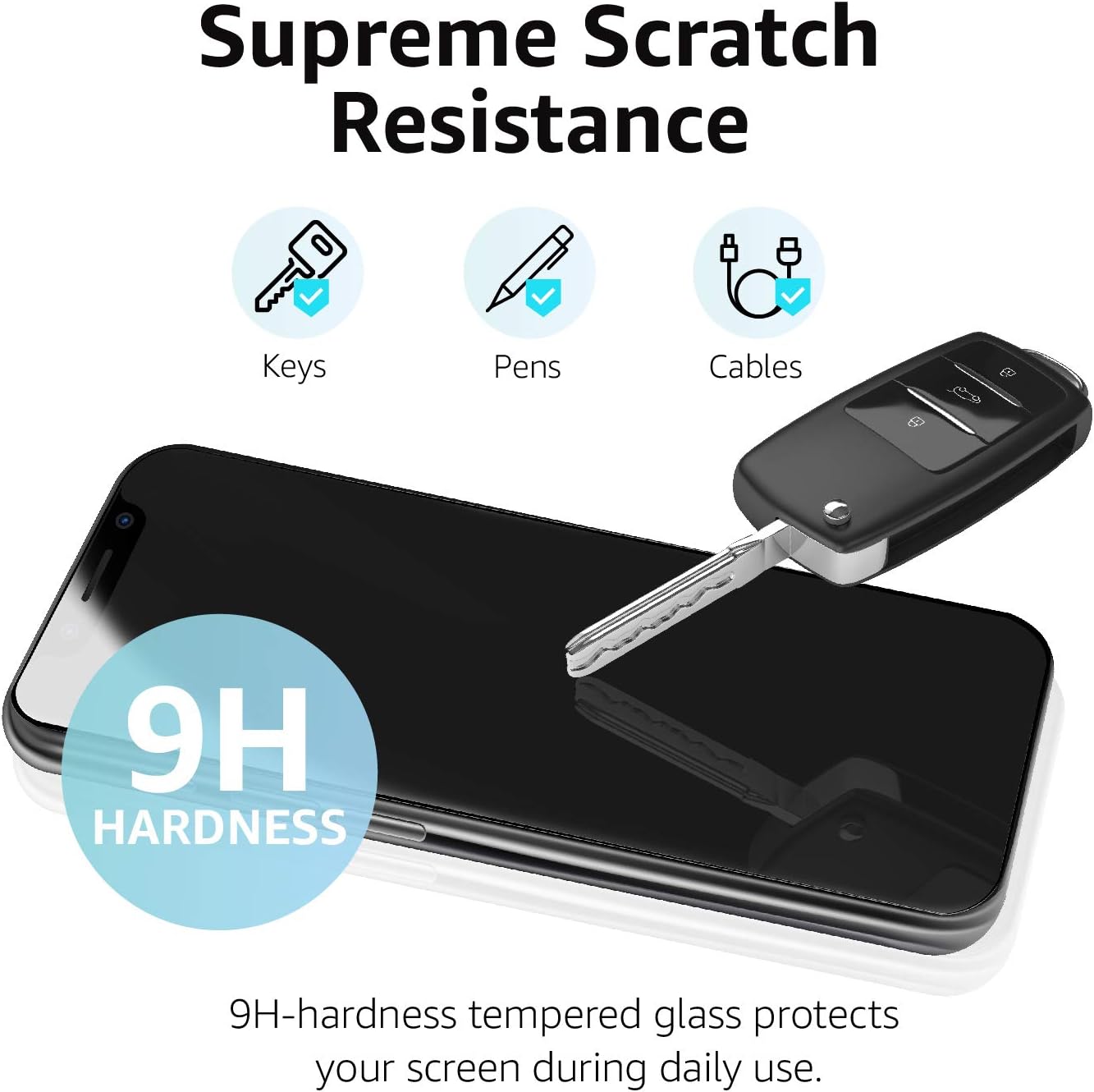 Amazon Basics Bubble Free, Case Friendly Tempered Glass Screen Protector for iPhone XR/11, HD Clear, Anti Scratch, 9H Hardness, 6.1 Inch, 2-Pack