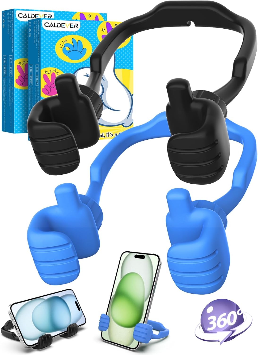 Stocking Stuffers for Teens Boys Girls 2 Pack Cell Phone Stand Adjustable | Thumbs Up Lazy Phone Holder for Desk, Gifts for Christmas, for Adults Men Women Kids Husband Wife, Cool Gadget, Fun Gift