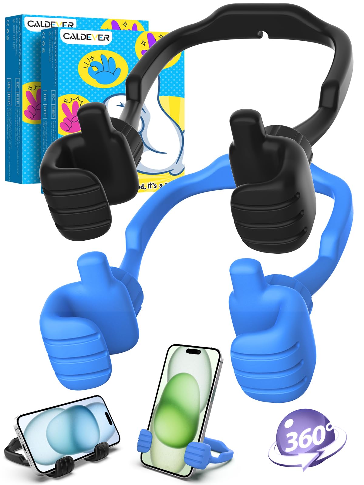 Stocking Stuffers for Teens Boys Girls 2 Pack Cell Phone Stand Adjustable | Thumbs Up Lazy Phone Holder for Desk, Gifts for Christmas, for Adults Men Women Kids Husband Wife, Cool Gadget, Fun Gift