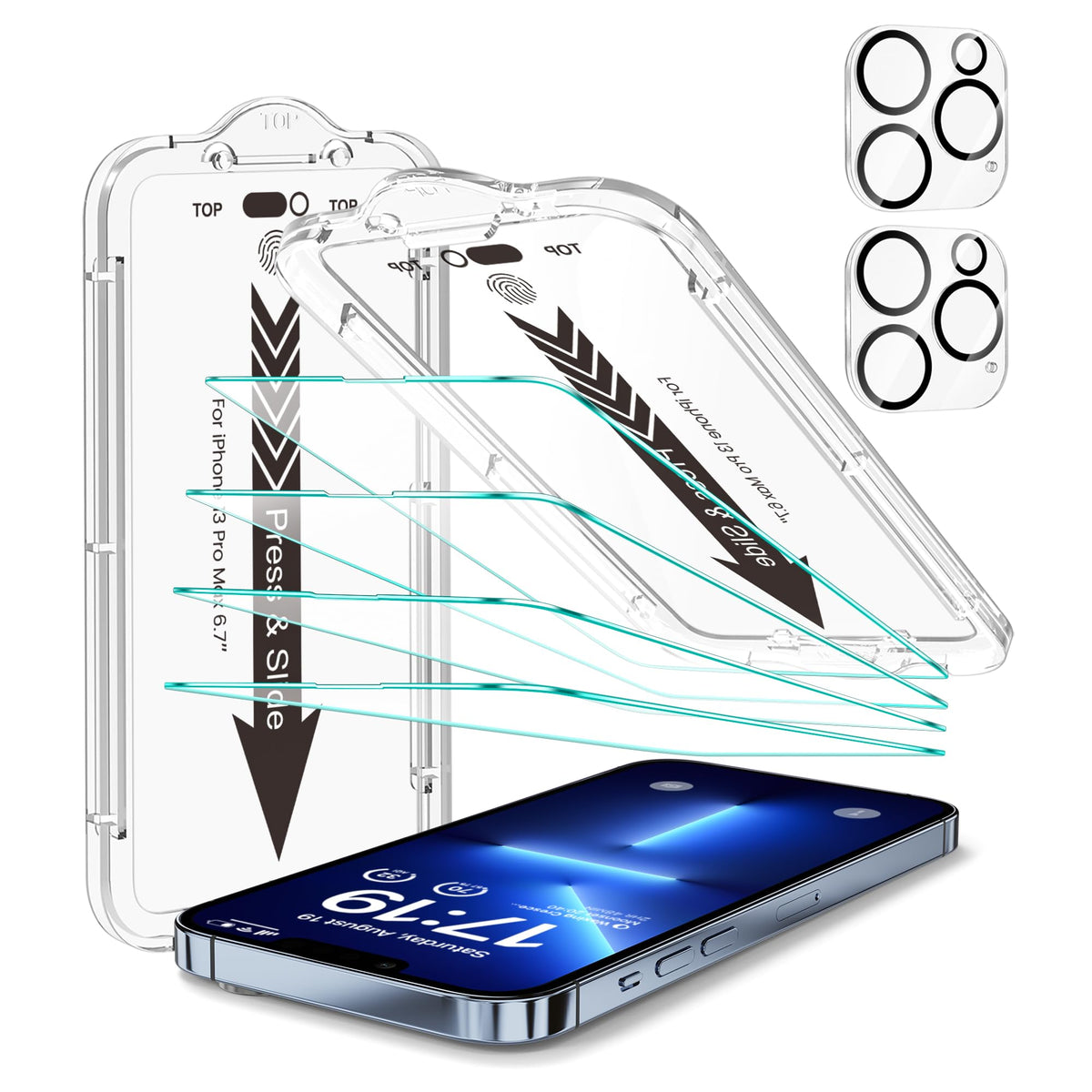 EZ-GLAZ-4+2 Pack for iPhone 15 Screen Protector (6.1") HD Clear | 2-Pack Lens Protectors, Alignment Kit, Easy Installation, Case-Friendly, 9H+ Tempered Glass, Scratch Resistant, Ultra Clear